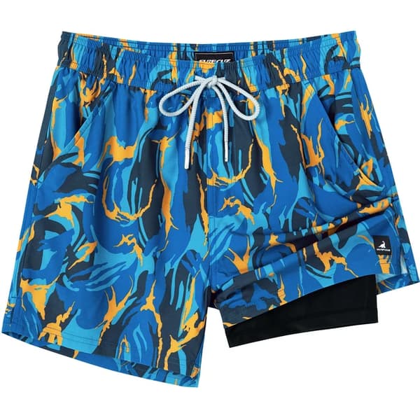 Badeshorts med kompresjonsfôret stretch i mørkeblå Dark Blue XL