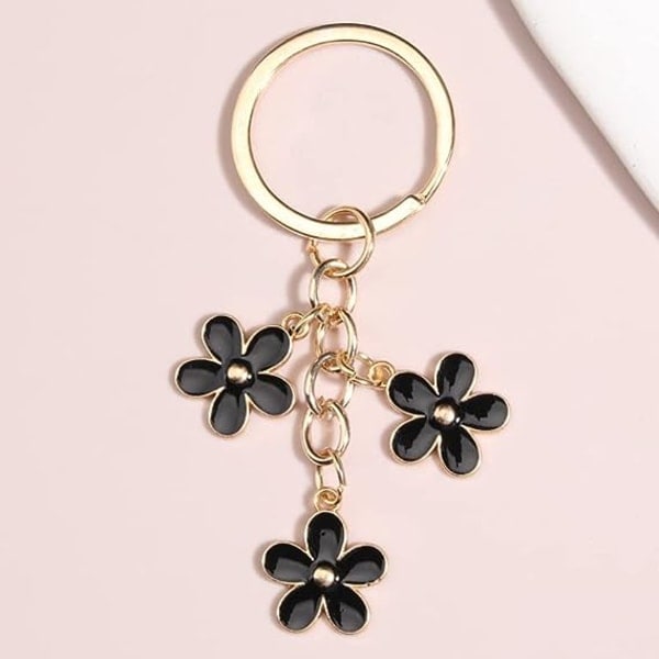 IC Blomster Charms Emaljeret Nøglering Søde Blomster Kæde Tassel Nøglering Gaver Håndtaske Taske Tilbehør