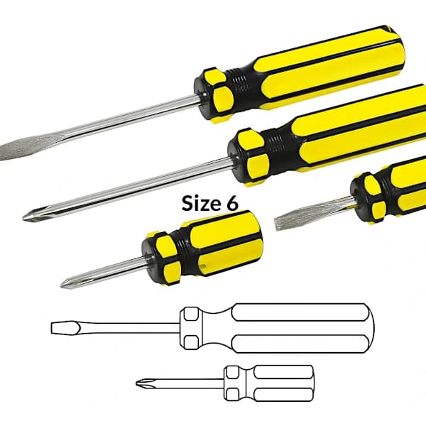 4x Heavy Duty Carbon Steel Screwdrivers, Set Philips Flat Slotted Screwdriver Grip Tool