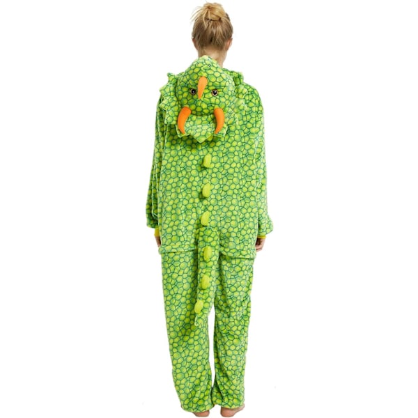 Vuxen Unisex Jumpsuit Kostym Djurkostym Steppdans Kostym Pyjamas Huvtröja Nattkläder Rollspel Cartoon 3D Pyjamas Karneval Jul Halloween B-Green Dinosaur XL