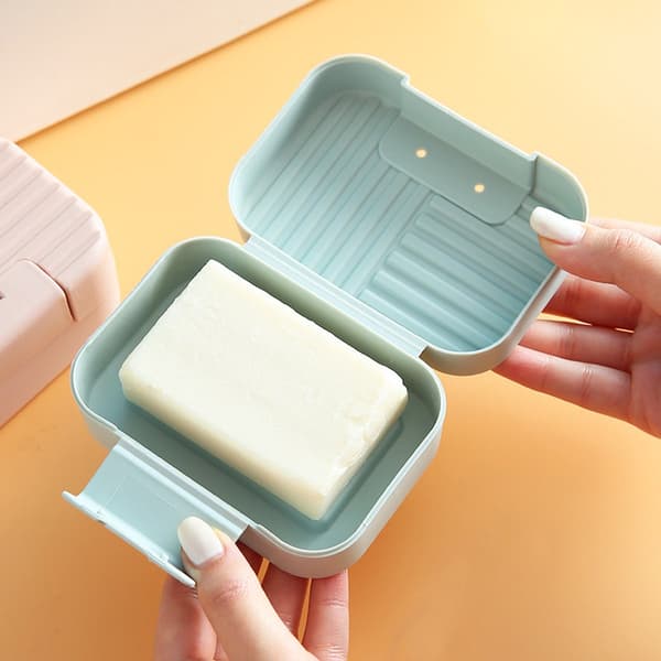 Resetui för tvål, 2-pack, läckagesäkra kompakta tvålhållare i plast med lock för resor och camping, 4,2 x 2,9 x 1,85 tum