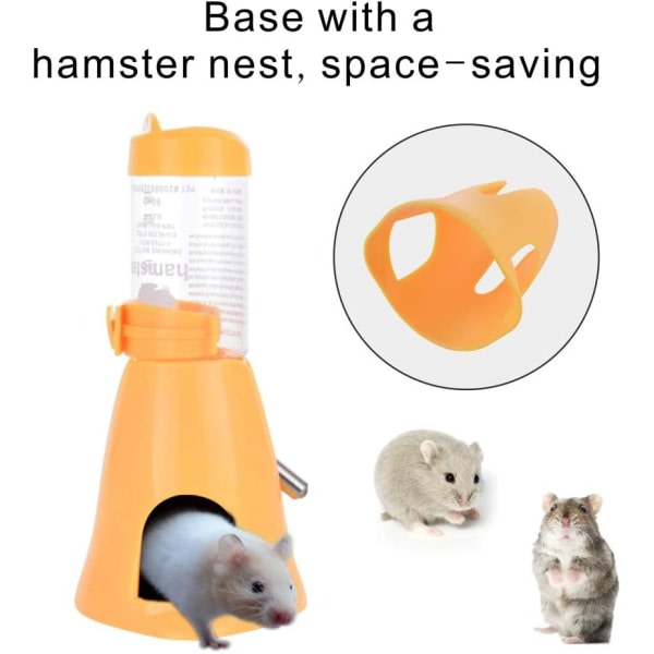 IC Hamstervattenflaska med vandflaskskål Idealisk for at gnaga smådjur, chinchillor, kaniner, råttor, illrar, gul, 80ml,