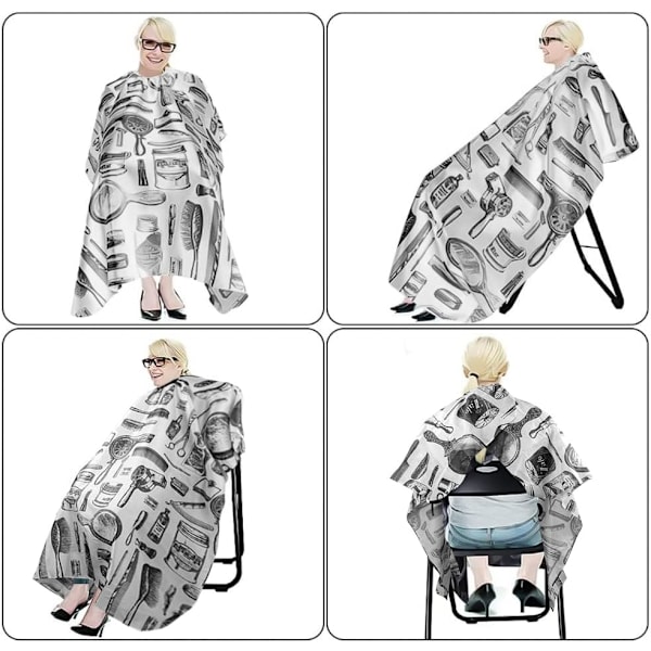 Frisörkappa Frisörkappa, Klippkappor, Vattentät Frisörkappa i Full Längd för Hårstyling, Klippningar och Färgningar White