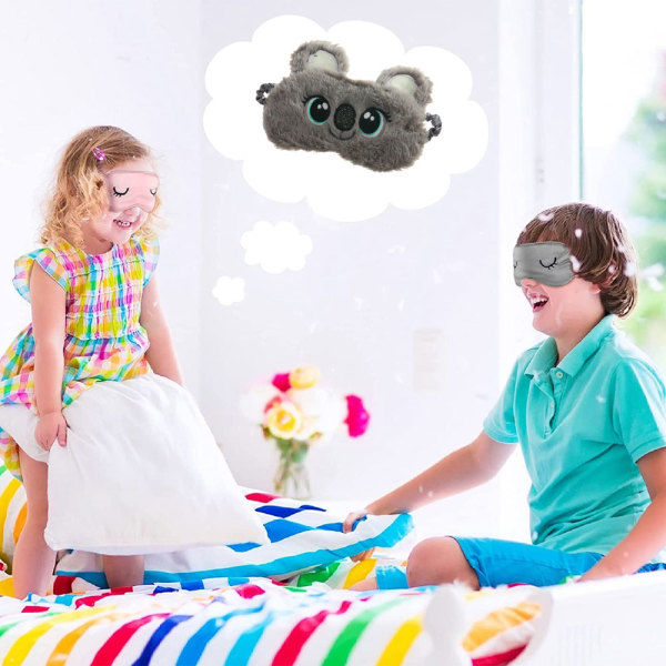 IC Tegnet plys broderet sovemaske til børn, lavet af plys grå