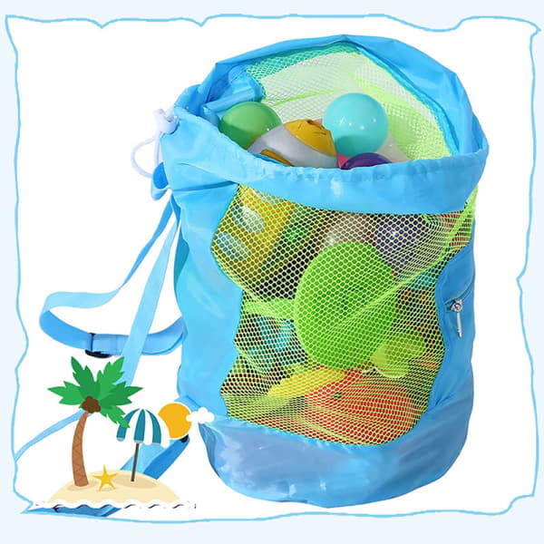 IC Strandlegetøjs Mesh Foldbar Strandtaske Strandopbevaringstaske Tote B Grøn