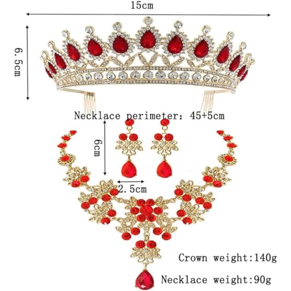 IC 1 sæt sæt strass kronhalsband örhänge smyckesset barock krontiaror bröllopssmycken sæt til balfest bröllopsklänning