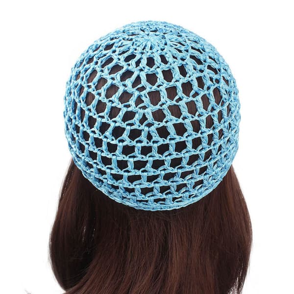 Hæklet hårnet til kvinder, rayon strikket snood hat, kort cover til søvn og aktiviteter Vinrød