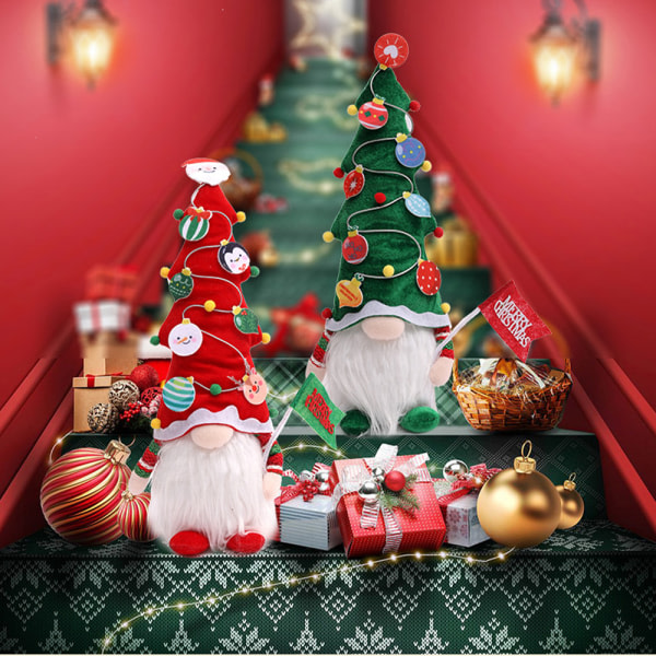 IC Julplysch Tomtedocka Gnome med LED-ljus Julplysch rød lue