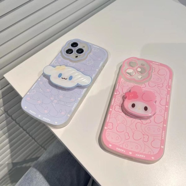 IC Kompatibel med iPhone 14 Pro Max Cover Sød Kawaii Cartoon Anime Sød TPU Blødt Cover med Stativ 6,7 Cover (Rosa)