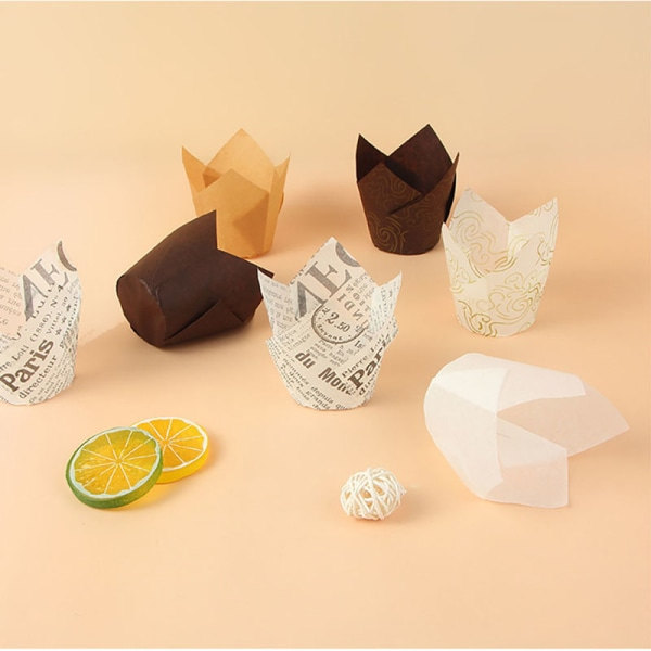 IC 50st/lot Tulpan Cupcake Bakformar Muffinformar Pappersformar Ljusgrön 50PCS