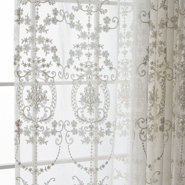 IC Broderte gardiner/halvtransparent