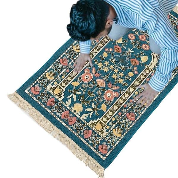 Islamsk bønnmatte i chenille, tykk, blomstermønster
