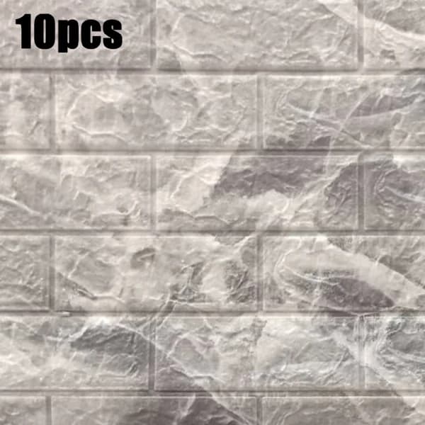 10-pack 3D Kakel Väggdekal Självhäftande Tapet grå 10PCS grey 10PCS