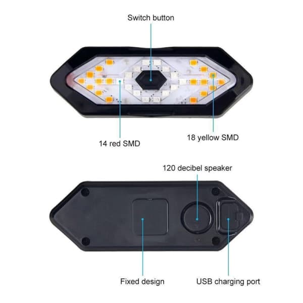 IC Sykkellys Blinklys Fjernkontroll Sykkelretningsindikator