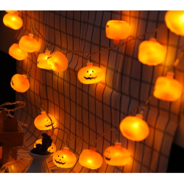 IC 8,2ft 20LED kurpitsaketju, Halloween-koristeet ulkona ja sisällä, paristokäyttöinen, puutarhakoristelomavalaistus Juhlatarvikkeet