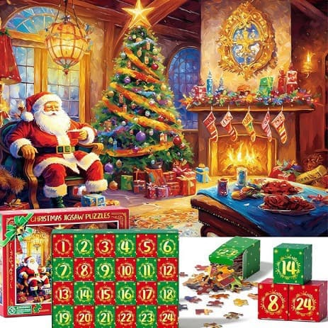 Julepuslespill, 1008 brikker Julekalender, puslespill, 24 dager Julehelgpuslespill A G