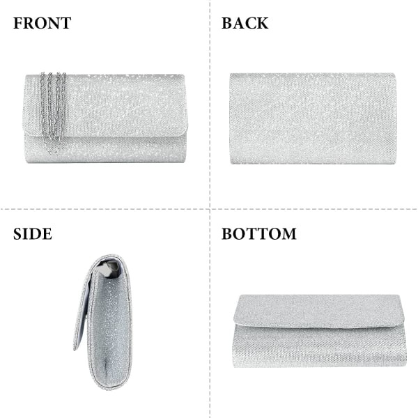 IC Aften Clutch Taske, Kuvert Clutch Taske Aftonväska til Kvinder, Glimtende Aften Håndtaske sort