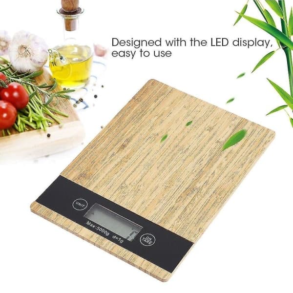 IC Digital Multi Köksvåg Bambu LED-display Elektrisk Köksvåg för Matvägning