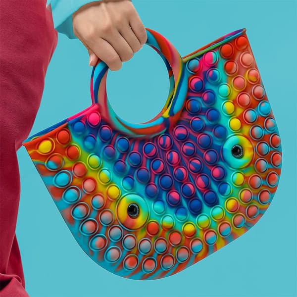 IC Boble Håndveske, Silikon Angst Stress Relief Popping Hånd Multicolor
