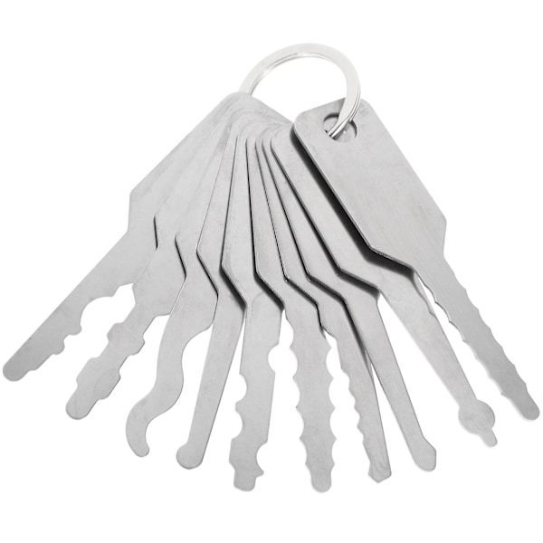 10 stk nøkkelverktøy nøkkelemne profesjonell nøkkelemne rustfritt stål struktur nøkkel (7.4X1.8 cm, sølv)