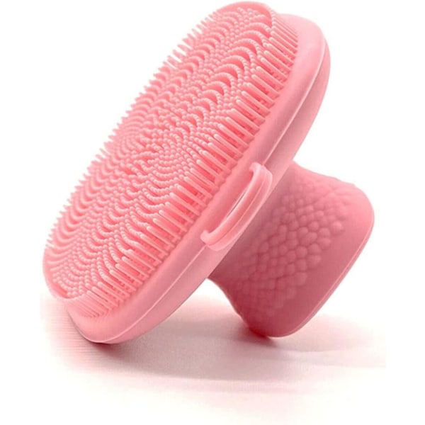 Silikon ansiktsrengöringsborste, vanntät manuell tvättborste for ansikte og rengjøring (rosa)