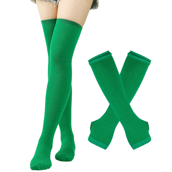 Raidallinen sukat Joulu sukat naiset Halloween sukat korkeat sukat Eurooppalainen ja amerikkalainen festivaali cosplay naisten sukat MJ51 käsineet Red-Green-Wide One Size