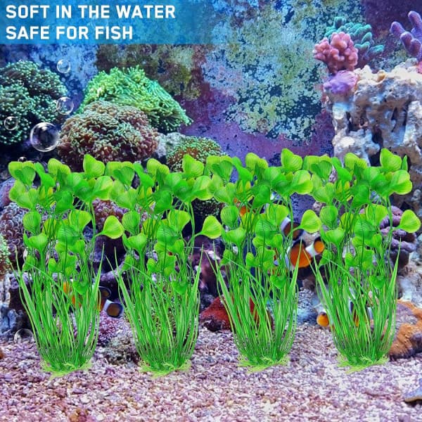 IC Akvarium Dekorations Planter, 4 stk Kunstige Akvarell Planter