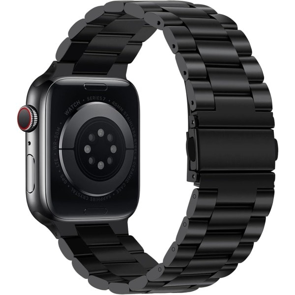 IC Kompatibel med Apple Watch rem 42/44/45 mm, rem i rustfrit stål, Apple Watch Series 7/6/5/4/3/2, 38 mm 40 mm 41 mm sort