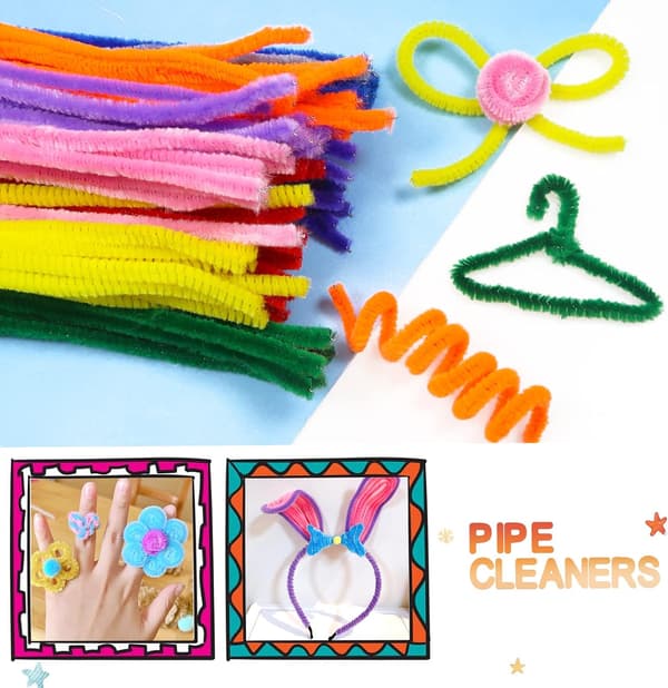 400 kpl värikkäitä chenille-lankoja - Piippurassit askarteluun - 30 cm - DIY - Monivärinen