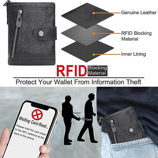 IC Plånbok för män Heilwiy Rfid Protection Plånbok i äkta läder med kedja Heilwiy plånbok för män present