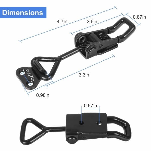 IC Sorte vippe-spærrklemmer, 6 stk Heavy Duty justerbar vippe