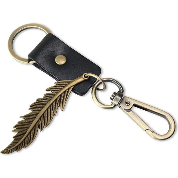 Fjädernyckelring present kvinnor män lädernyckelring flicka pojke överraskningsnycklar närvarande IC
