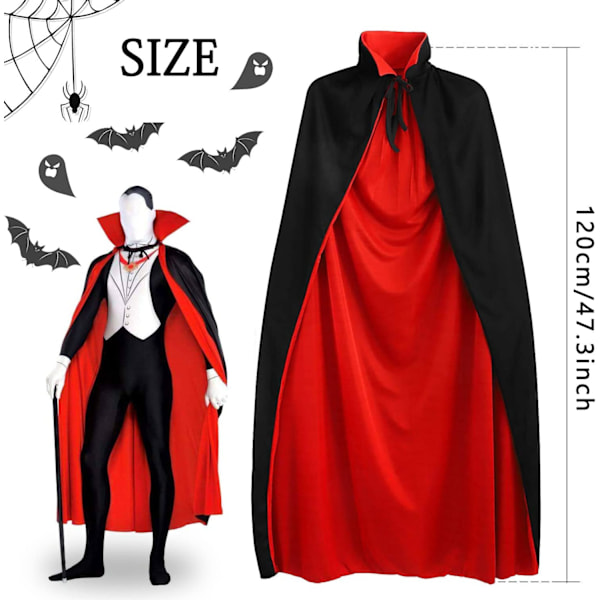 Halloween-viitta, viitta cosplay-viitta rekvisiitta halloween-naamiaisiin Stand collar 140