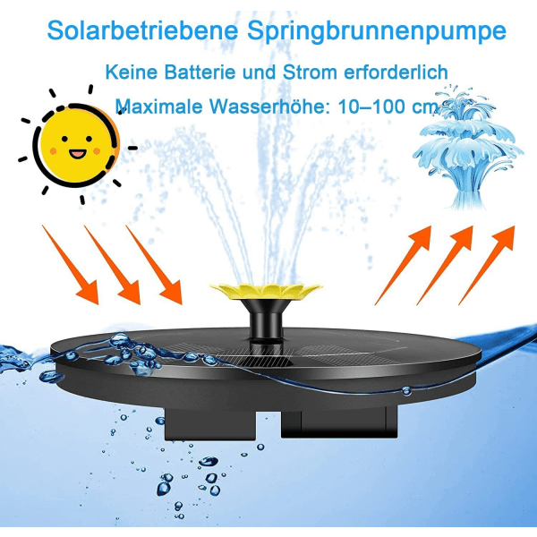 IC 9 tehoinen aurinkosuihkulähde, puutarhan aurinkokäyttöinen kelluva suihkulähde