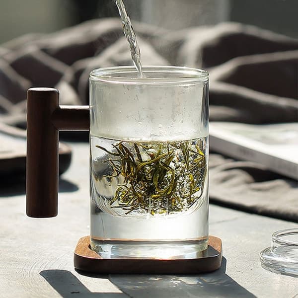 IC Glastekande med Træhåndtag, Infuser og Låg