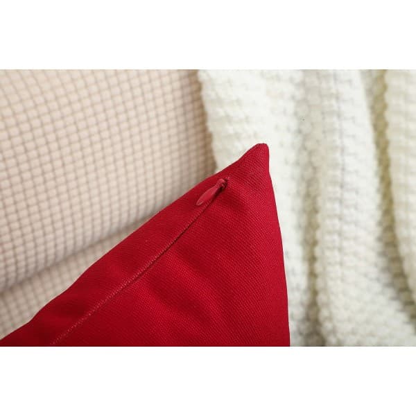 IC Håndlavede dekorative solide 100% bomuld Canvas pudebetræk/puder, (12\"x18\", jule rød)