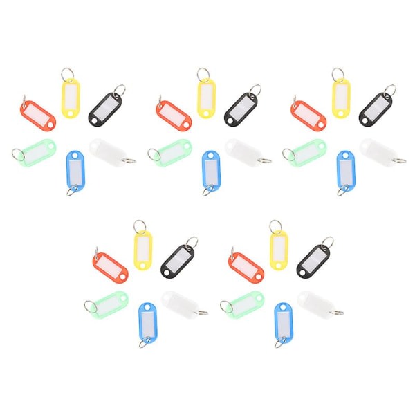 Nuolux 30st flerfärgade plastnyckelbrickor Bagage-ID-etiketter Etiketter med nyckelringar (slumpmässig färg) IC