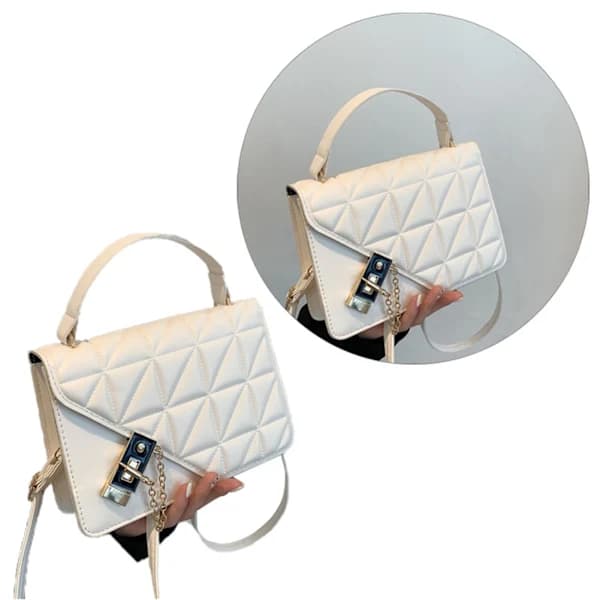 Small Handbag for Women, Trendy PU Shoulder Bag with Large Capacity and Adjustable Shoulder Strap, Underarm Bag for Dates, White