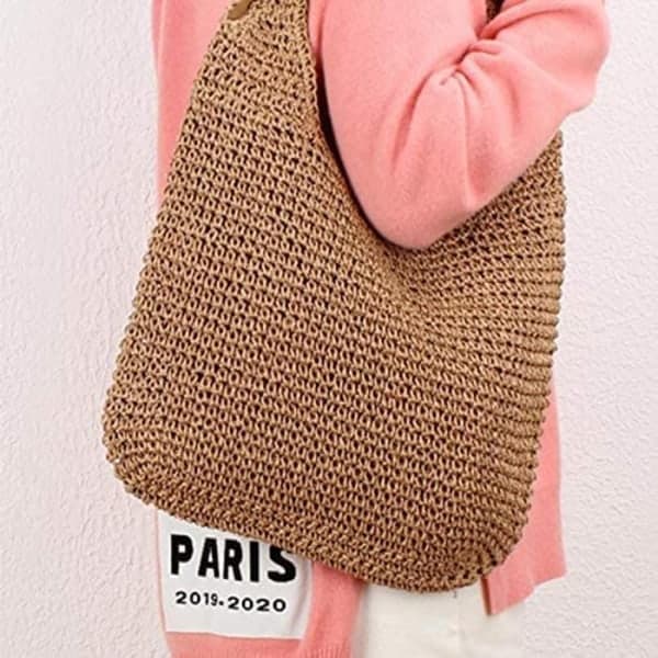 IC CNE Halm axelväska, sommar strand crossbody väska wit