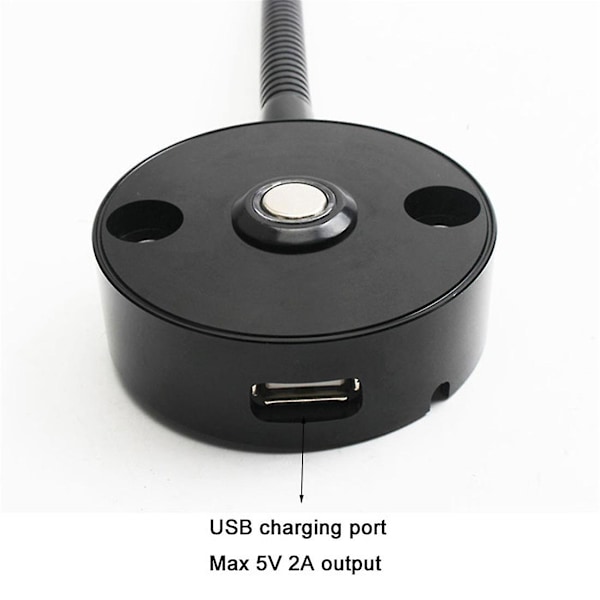 Svart Silver DC12V 24V 3W Husvagn Båt LED Läslampa med USB-laddningsport, Svängbar Touch Dimbar Yacht Lastbil Kartlampa [DB] black  3000K