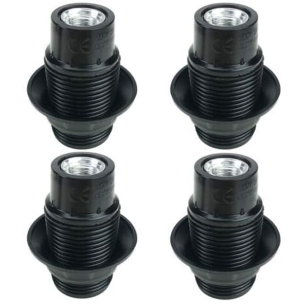 Svart E14 Glödlampssockel, 4 st E14 Sockel, E14 Glödlampssockel, Solid Glödlampssockel, Svart Sockeladapter