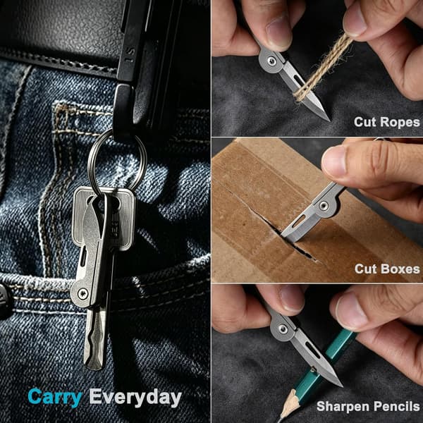 Tehtuy Titanium Mini Lommekniv - Folde EDC Kniv med 7Cr17MoV Stålklinge - 6 g - Til Camping og Udendørsbrug
