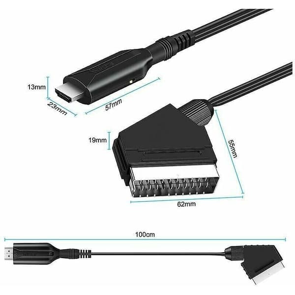Scart til HDMI Konverter Audio Video Adapter for HDTV/DVD/Dekoder/PS3/PAL/NTSC Starlight..DEBUNS
