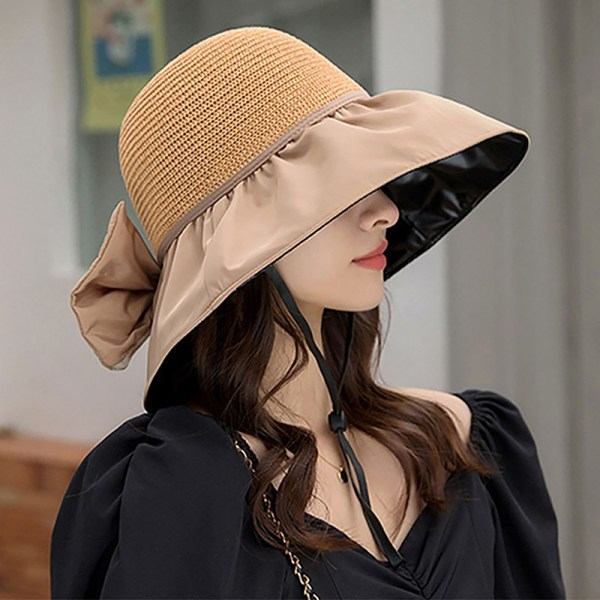 IC Mode Sommar Kvinnor Bucket Hat Mjuk Vikbar Stor Brätte Utomhus Khaki