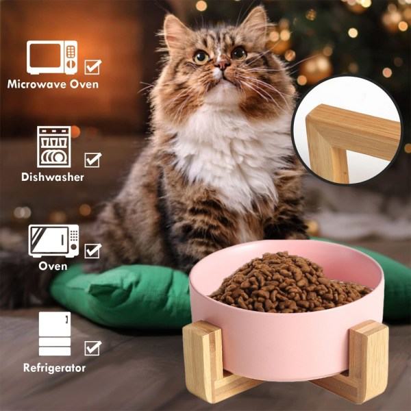 IG Hund og katt matskåler med tre stativ, sklisikkert, rosa