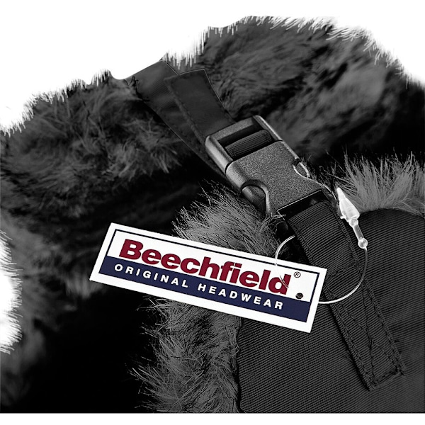 Beechfield Unisex Termisk Vinter Sherpa Trapper Hat Sort - Perfekt Sort Black L/XL