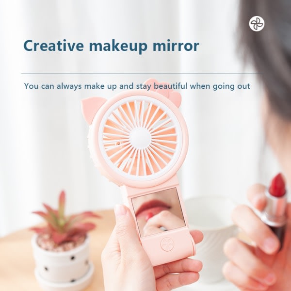 IC Med Beauty Mirror Mini Fläkt USB Uppladdningsbar Handhållen Makeup Mi A3