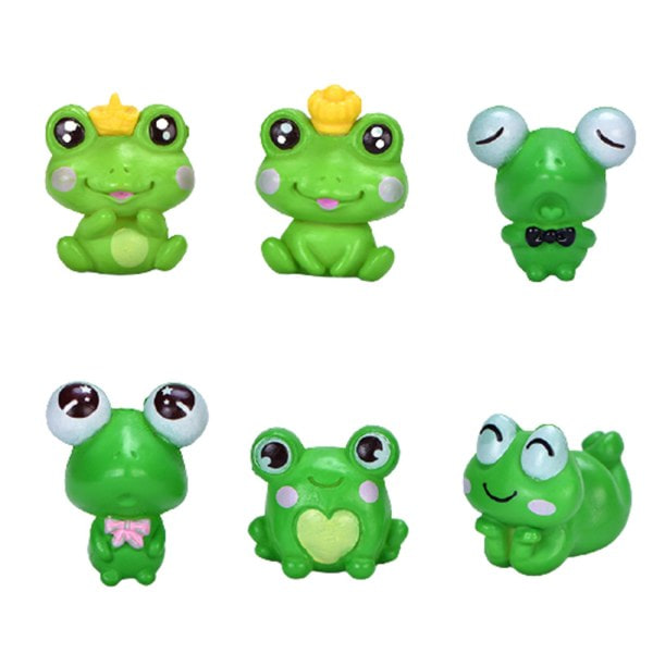 IC Mini Djurfigur Set med 6 Groda Miniatyr Modell Dekoration Lekset Mikro-landskap