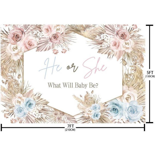 IC 7x5ft Boho Bakgrund Han eller Hon Vad kommer baby att vara Könsavslöjande Banner Pampas Gräs Fotografi Bakgrund Könsavslöjande Festdekorationer