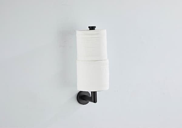 Væghængt toiletpapirholder med opbevaring til ekstra ruller, toiletpapirholder i rustfrit stål til badeværelset, mat sort
